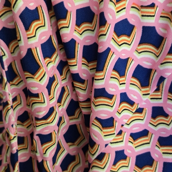 Diane Von Furstenberg DVF Brooklyn Matte Jersey Pants Pink and Navy Geometric - Picture 2 of 9